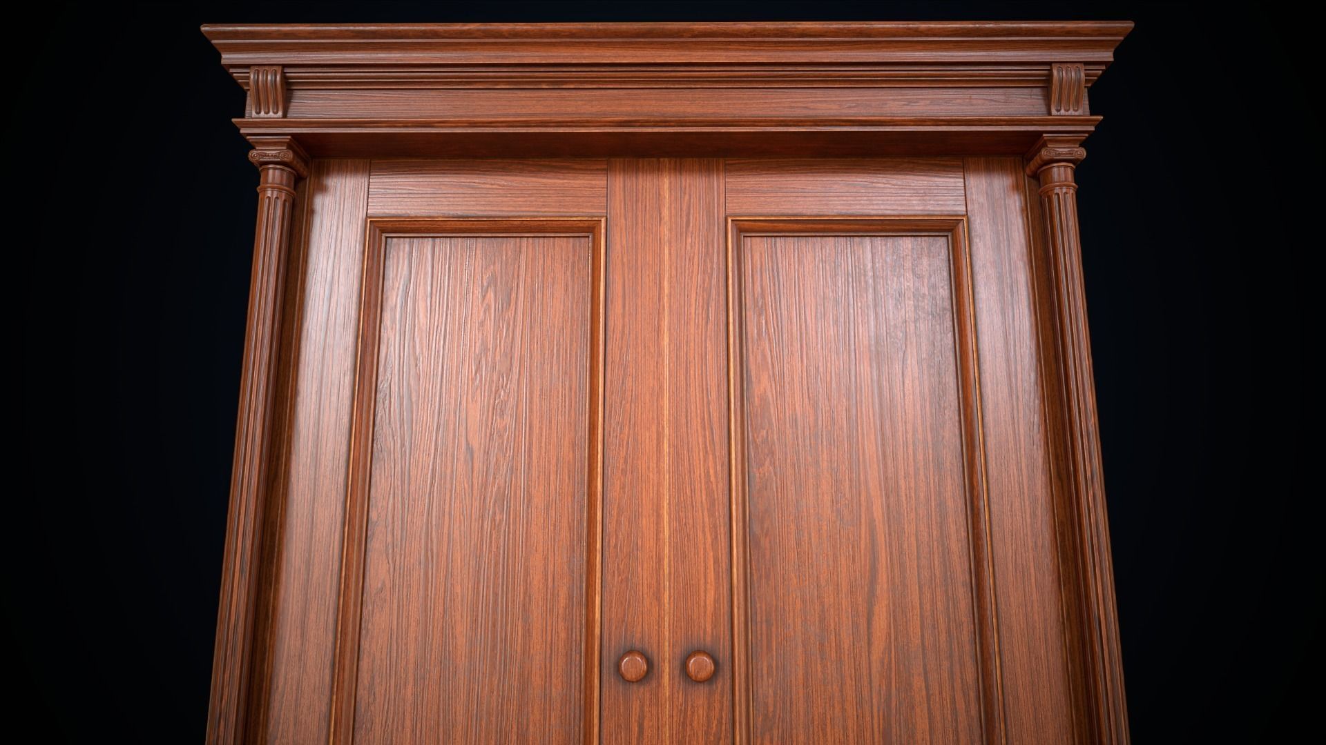 Vintage victorian wardrobe Low-poly 3D model_12