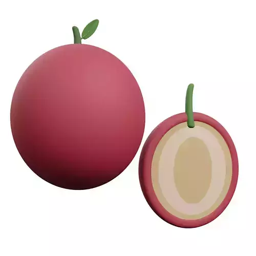 Plum 3D Model fruit with hole in it