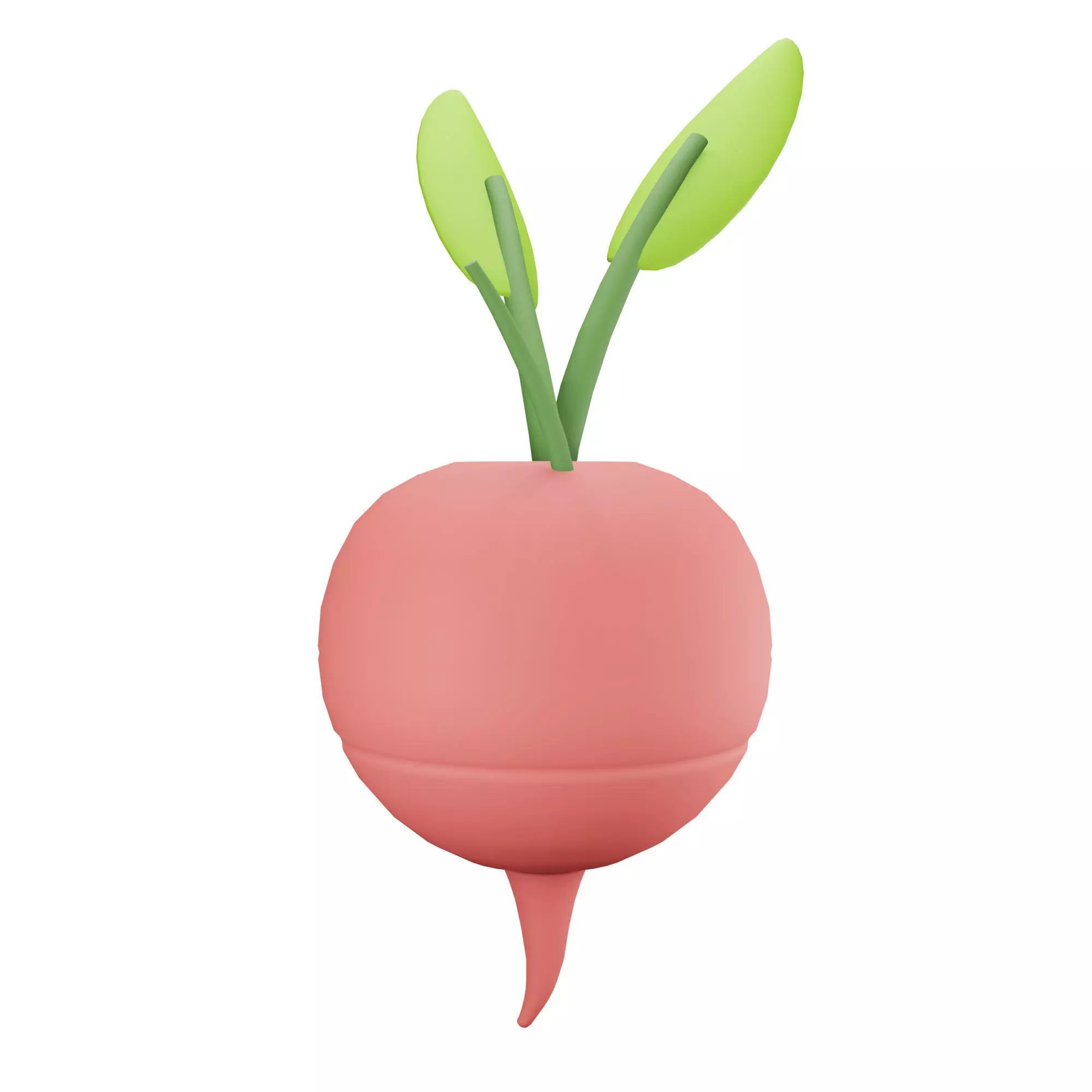Radish with leaves Low-poly 3D model