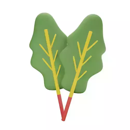 Rhubarb kale leaf icon Low-poly 3D model