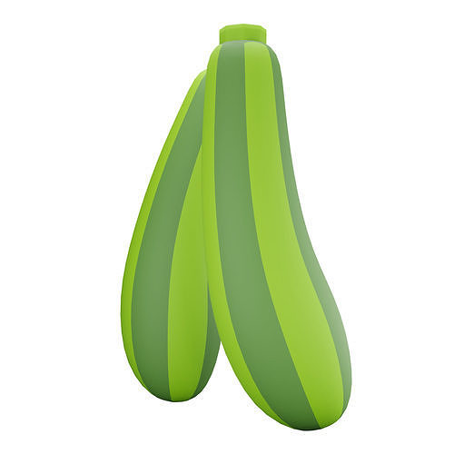 Zucchini two bananas Low-poly 3D model