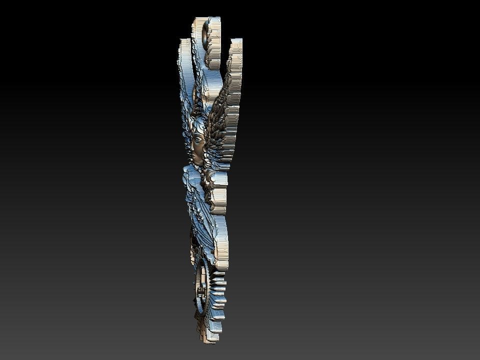 Lilith silver medallion with wings 3D print model_8