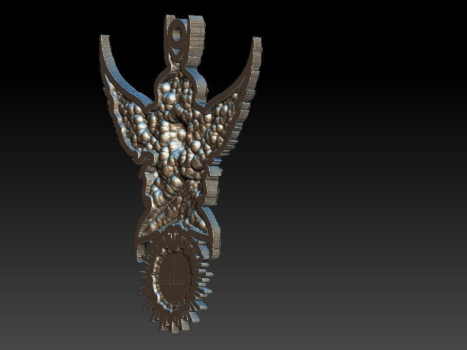 Lilith silver medallion with wings 3D print model_5