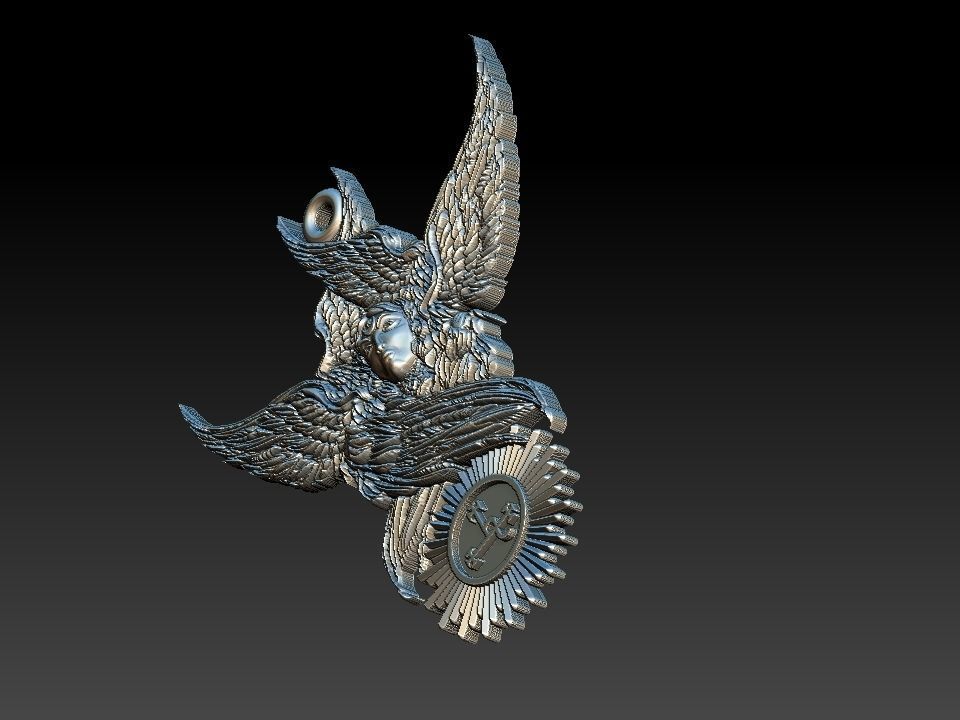 Lilith silver medallion with wings 3D print model_15