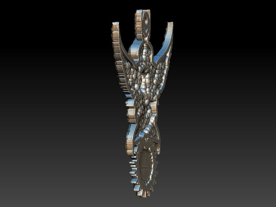 Lilith silver medallion with wings 3D print model_7