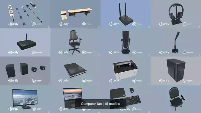 Computer Set 3D Model Collection