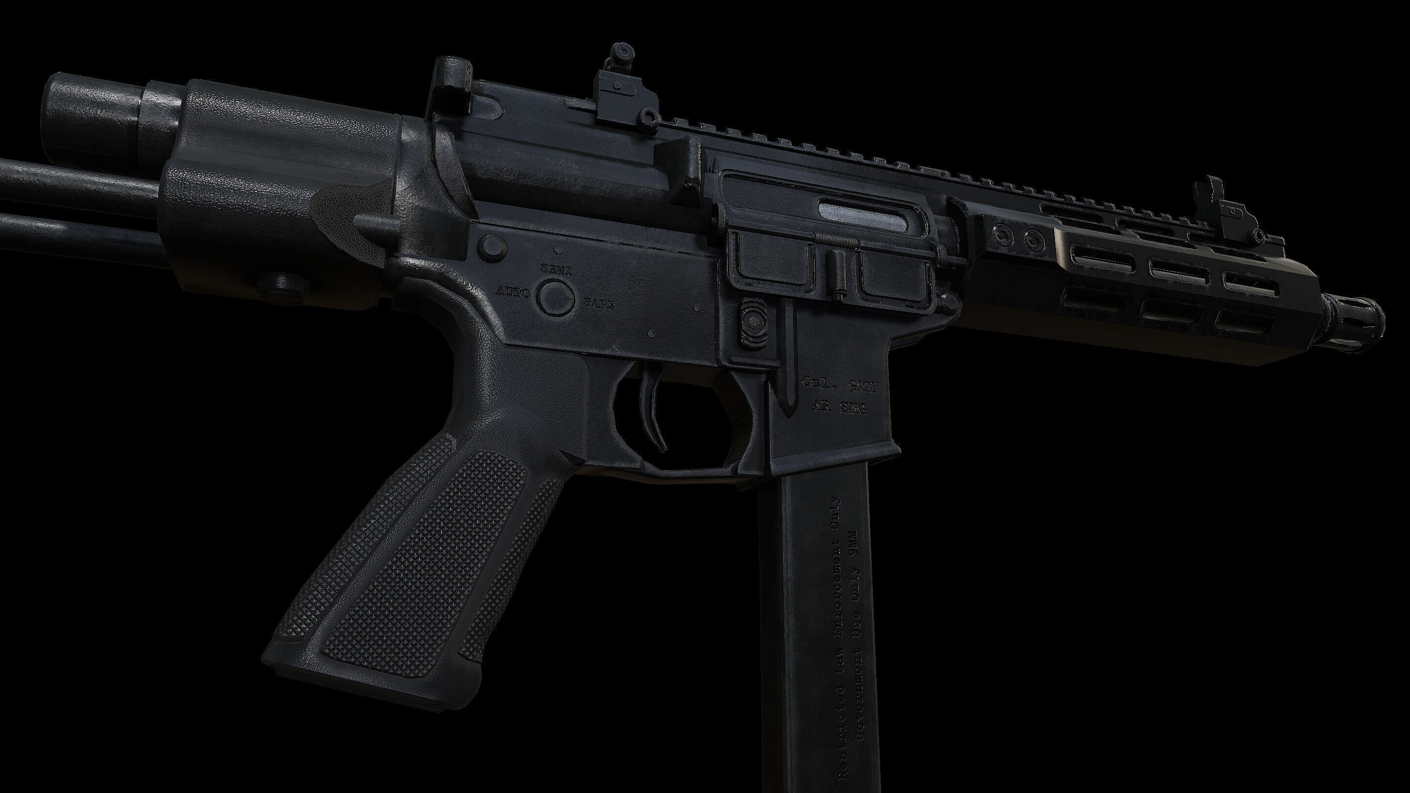 AR SMG Custom Low-poly 3D model_5