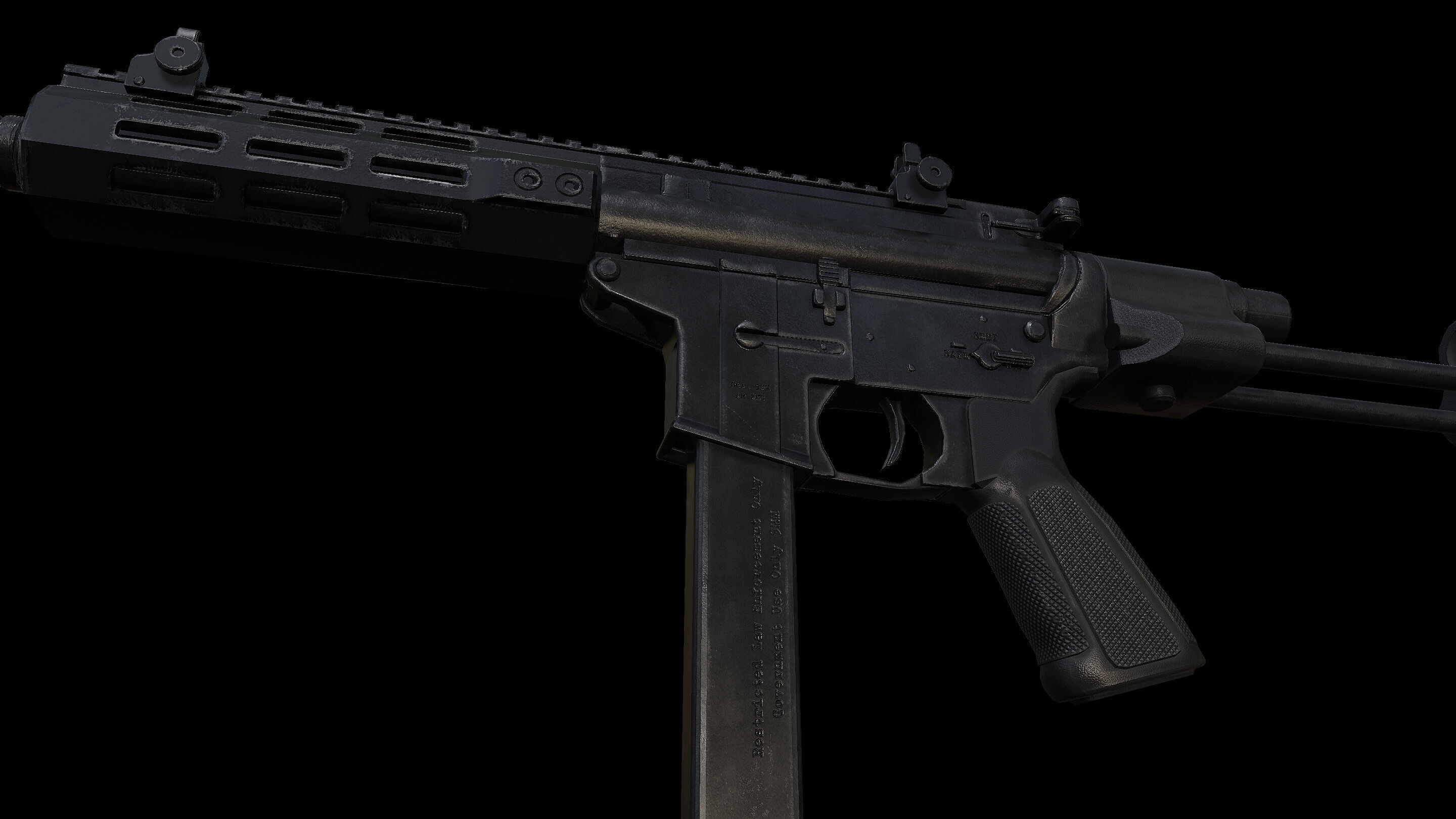 AR SMG Custom Low-poly 3D model_7