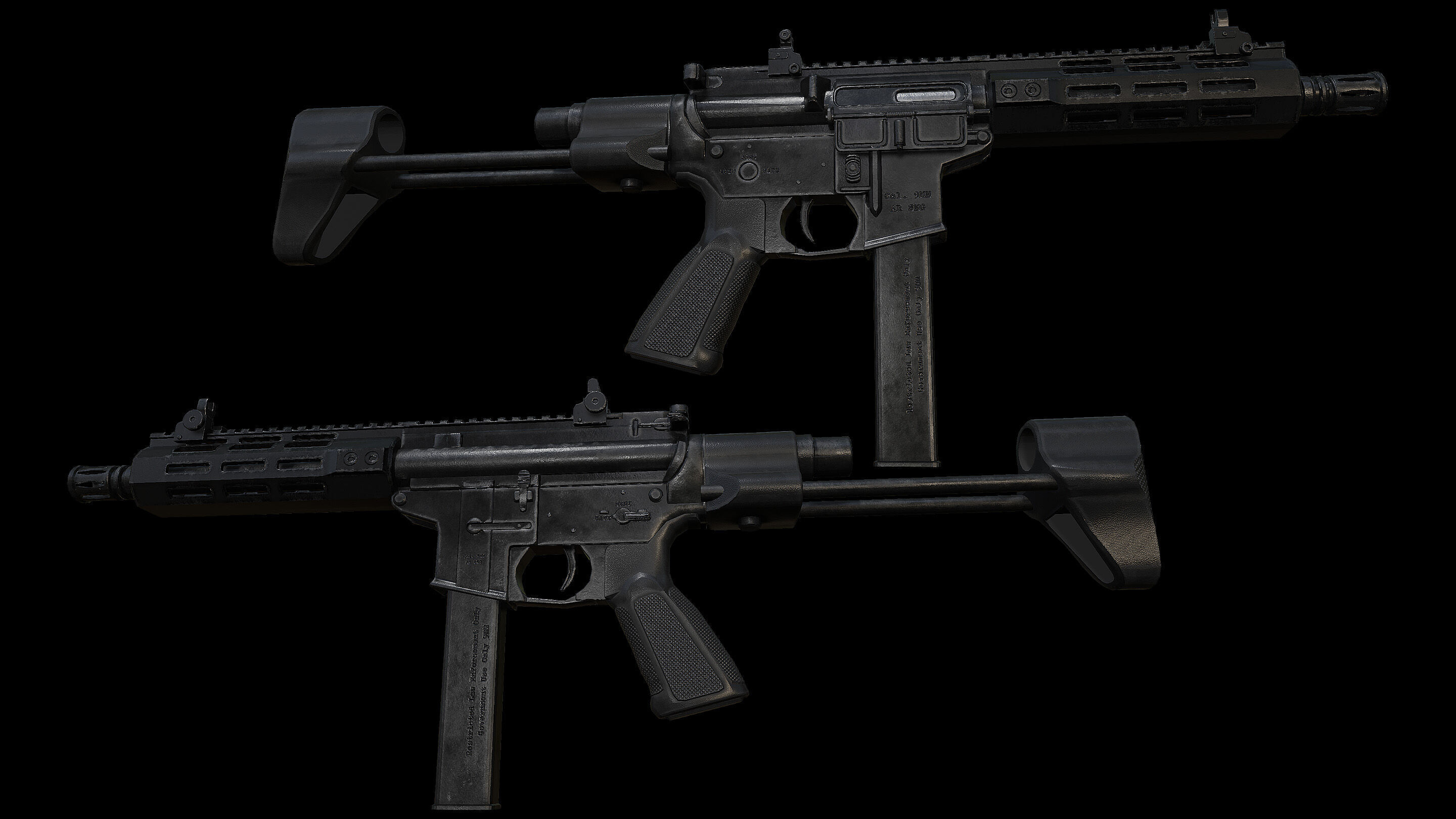 AR SMG Custom Low-poly 3D model_1