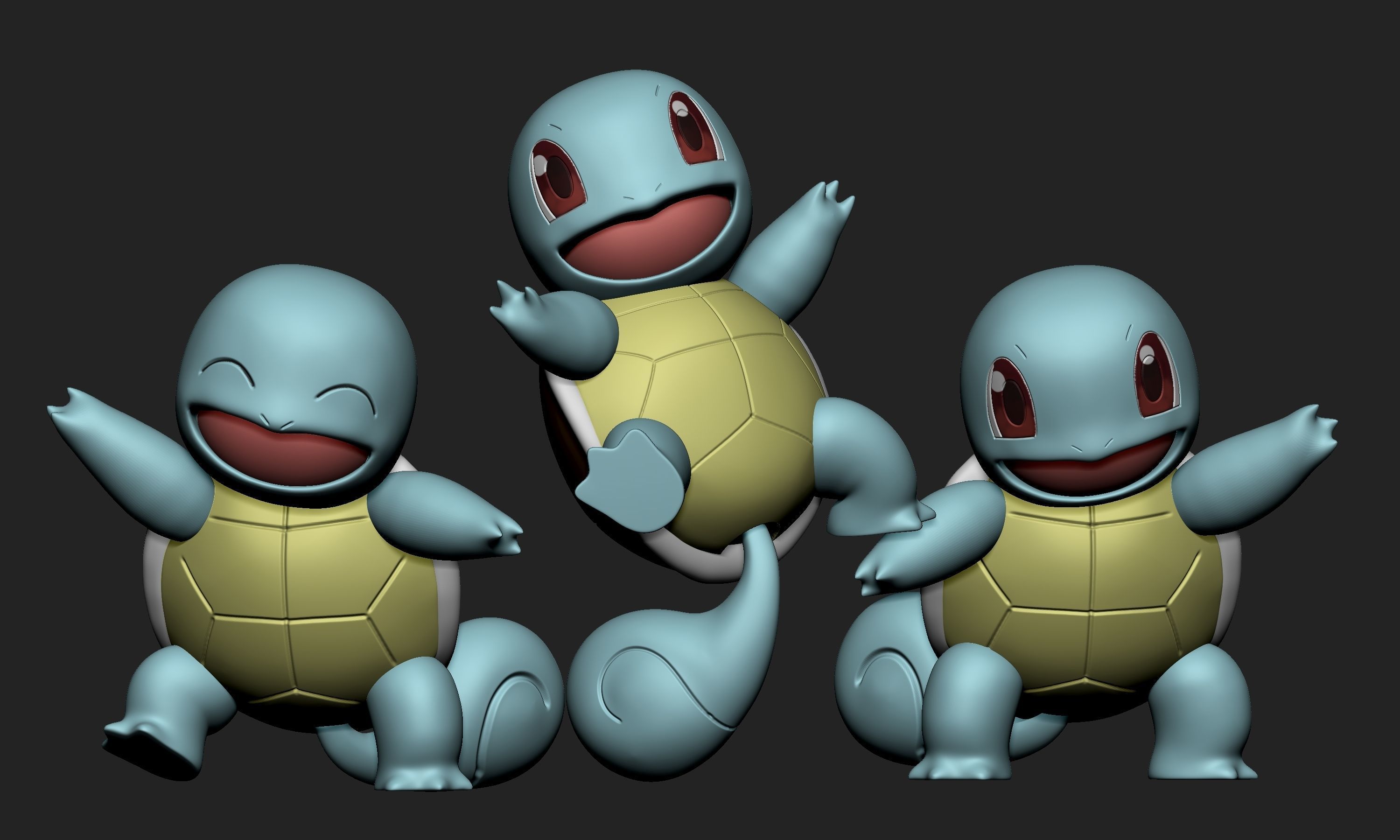 Pokemon - Squirtle with 3 different poses 3D print model_1