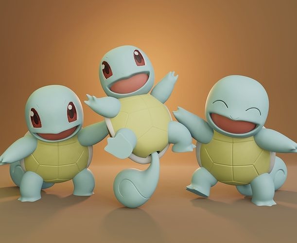 Pokemon - Squirtle with 3 different poses 3D print model