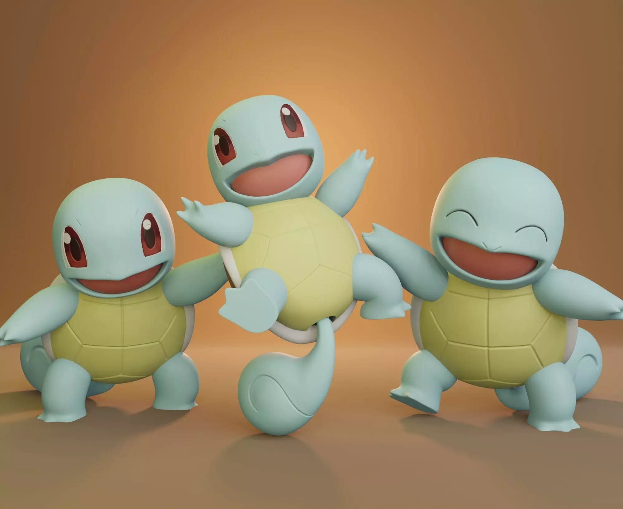 Pokemon - Squirtle with 3 different poses 3D print model_0
