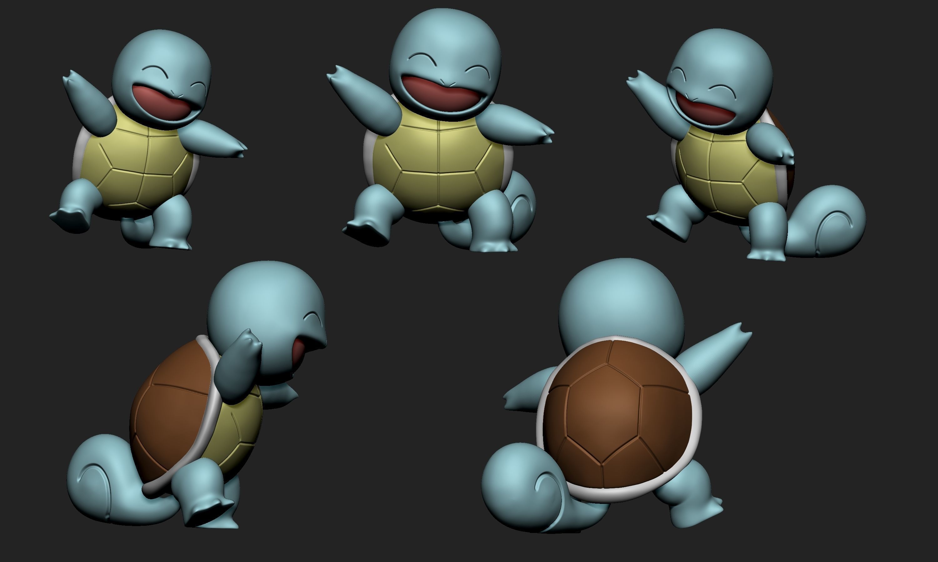 Pokemon - Squirtle with 3 different poses 3D print model_3