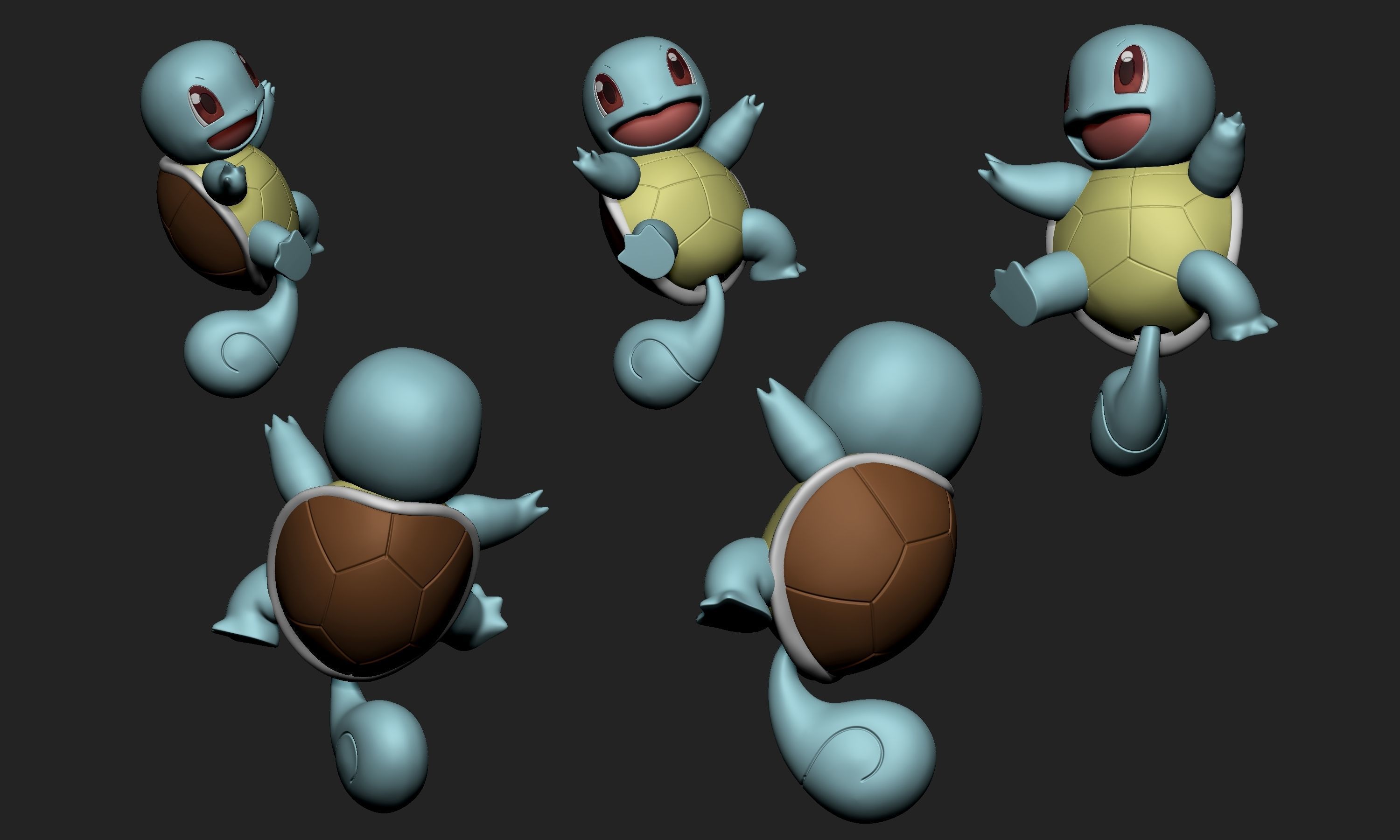 Pokemon - Squirtle with 3 different poses 3D print model_5