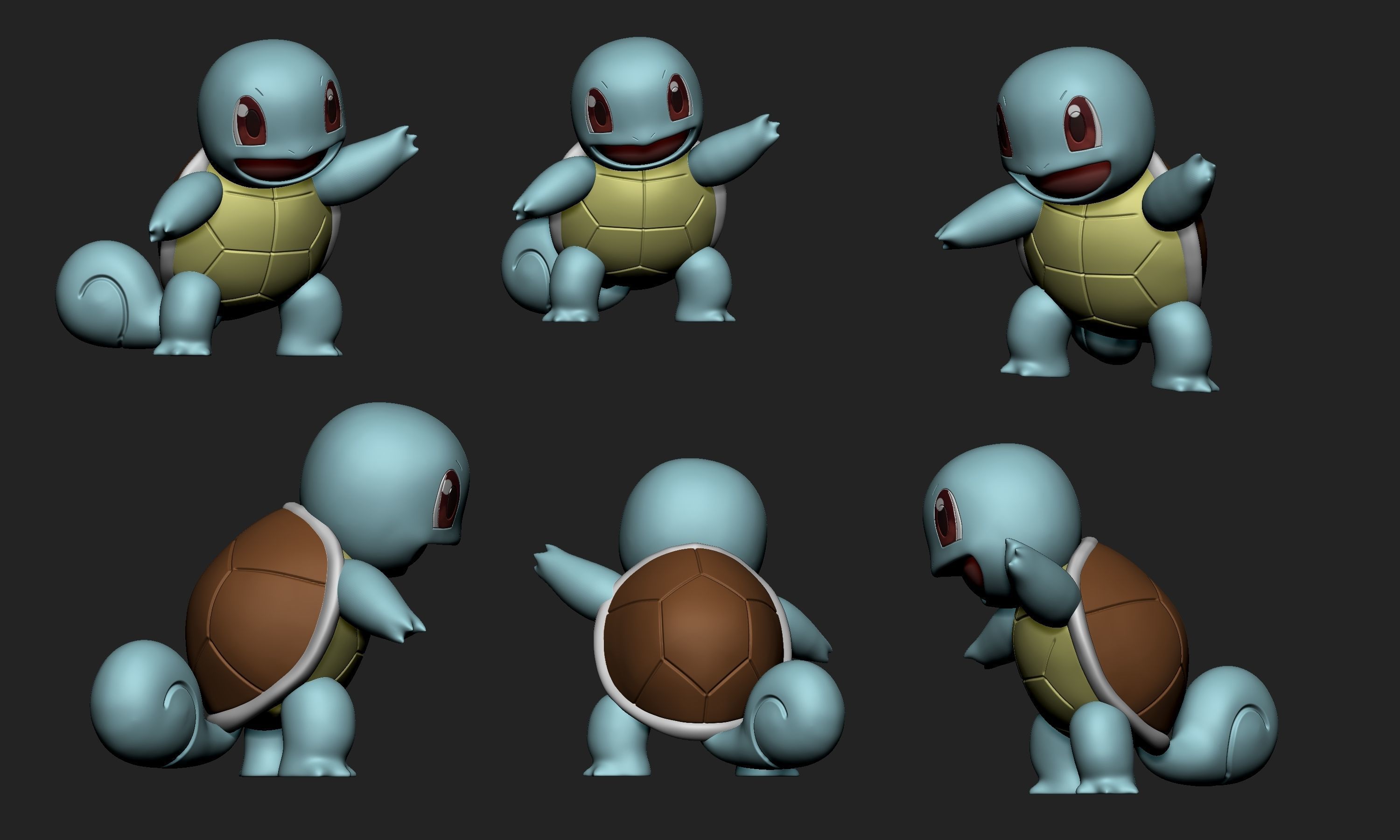 Pokemon - Squirtle with 3 different poses 3D print model_7
