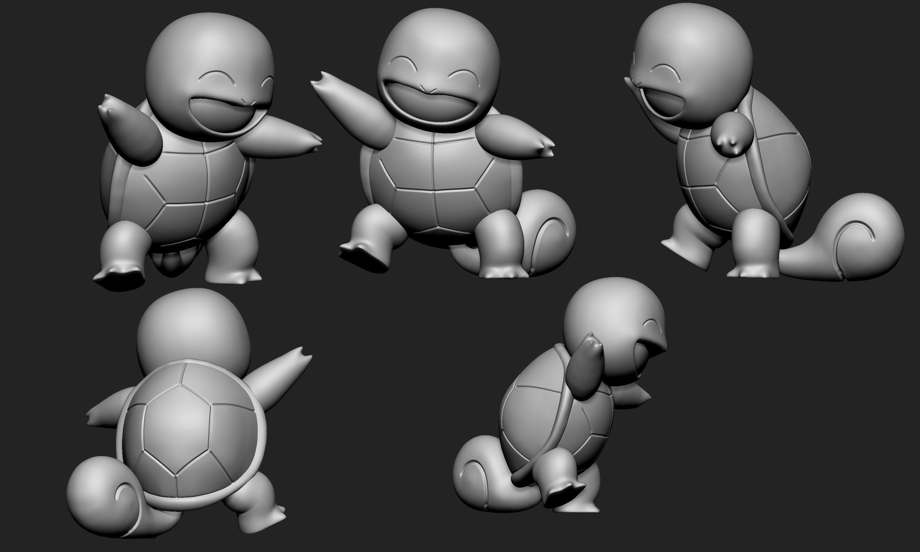 Pokemon - Squirtle with 3 different poses 3D print model_4