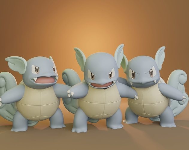 Pokemon -  Wartortle with 3 different poses 3D print model