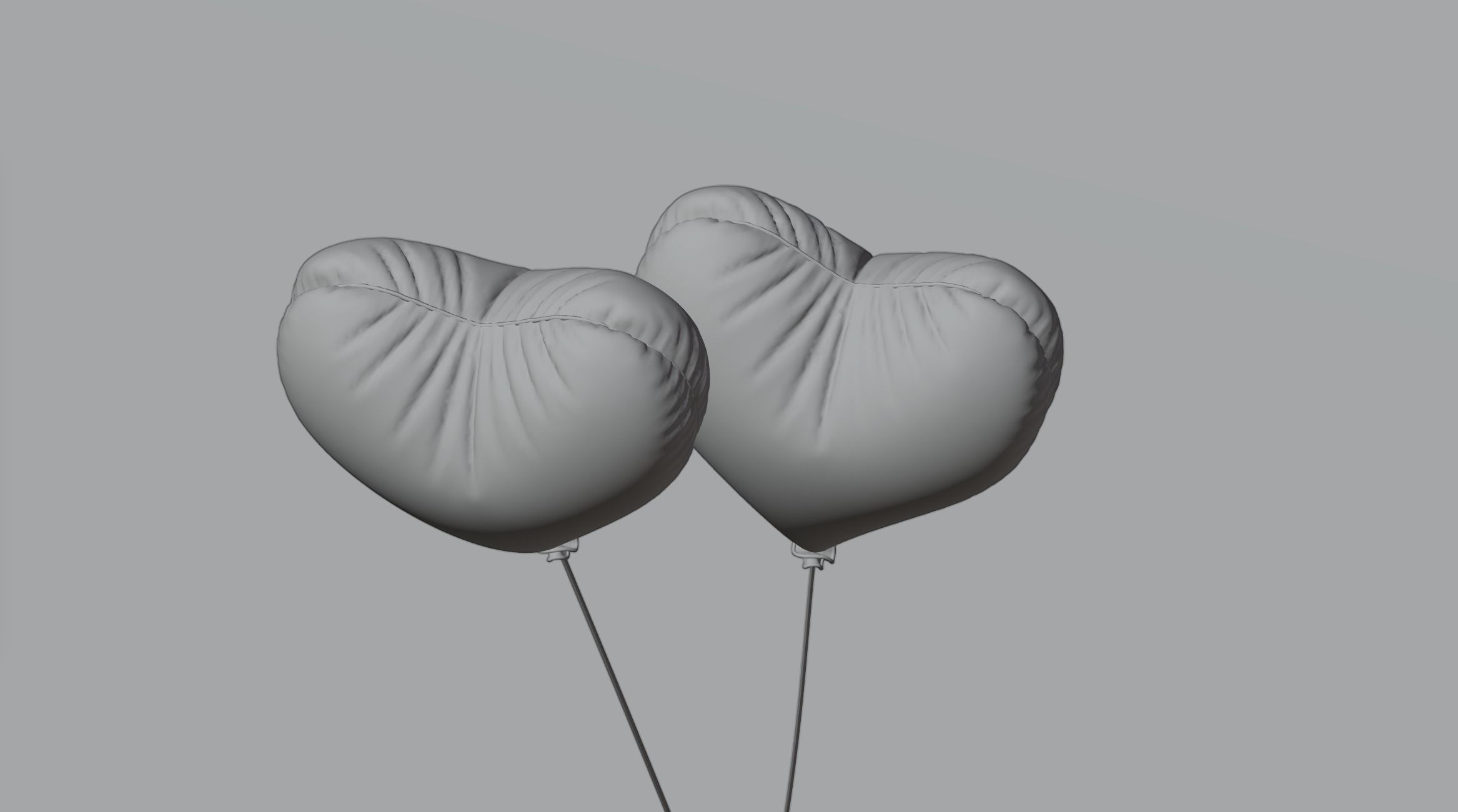Balloons two heart shaped 3D model_4