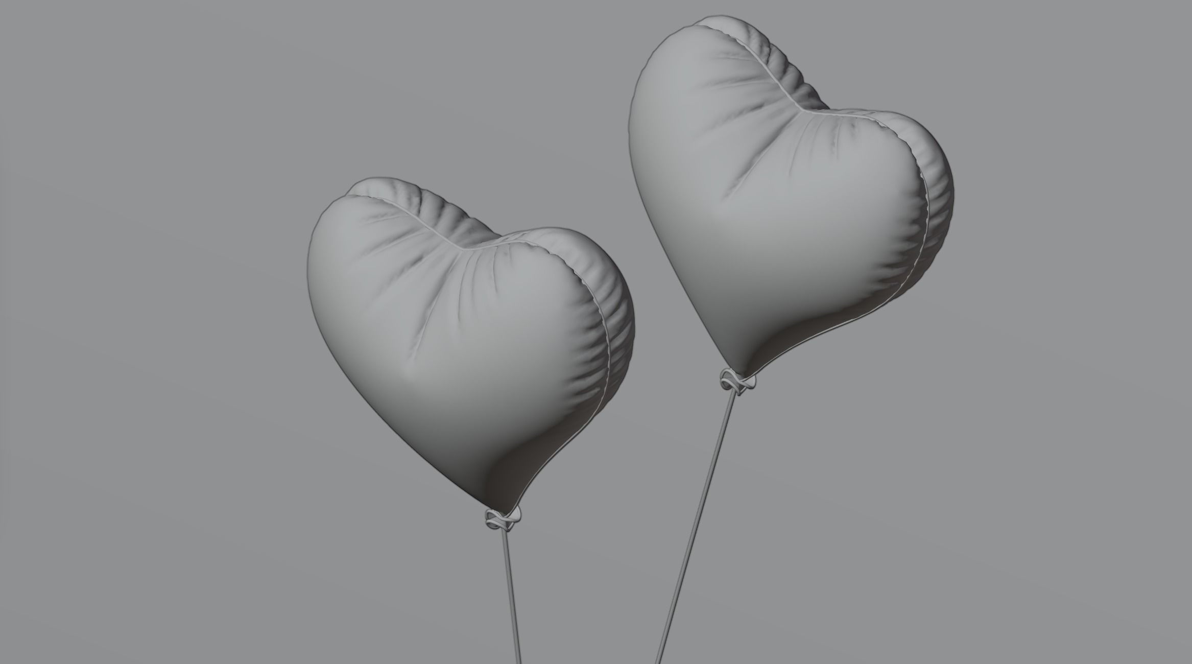 Balloons two heart shaped 3D model_2