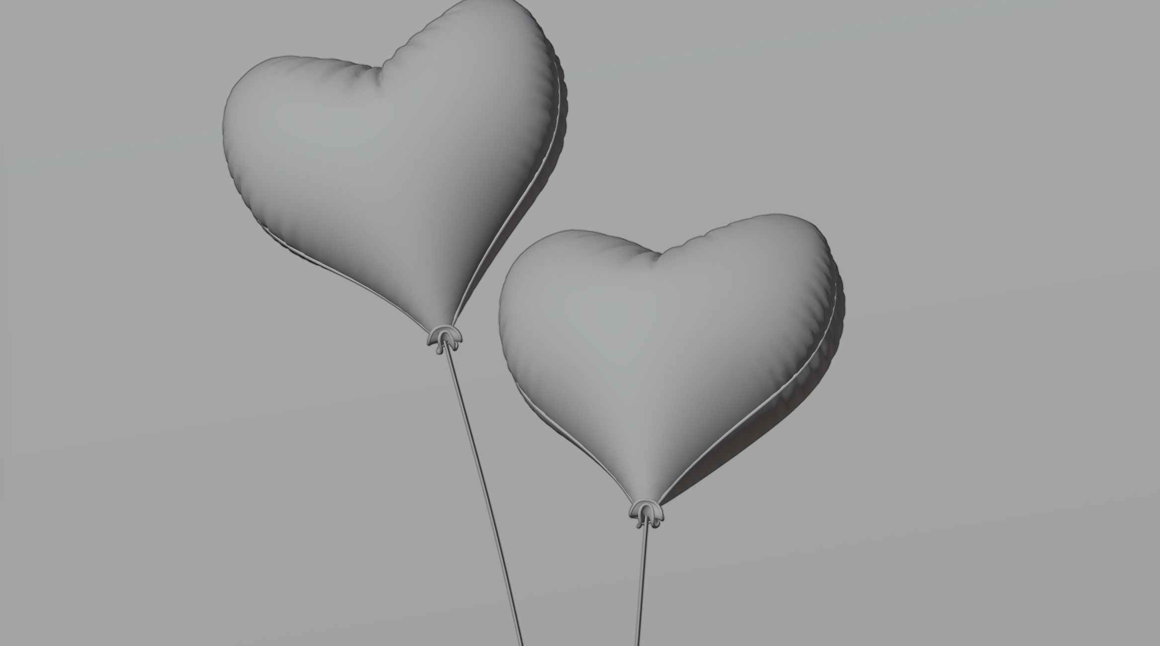 Balloons two heart shaped 3D model_3