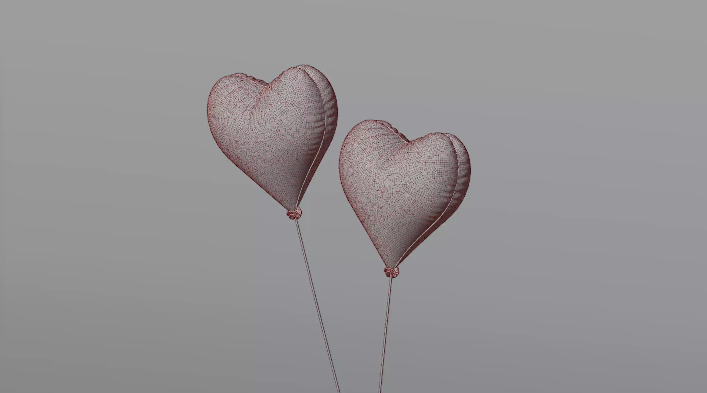 Balloons two heart shaped 3D model_0