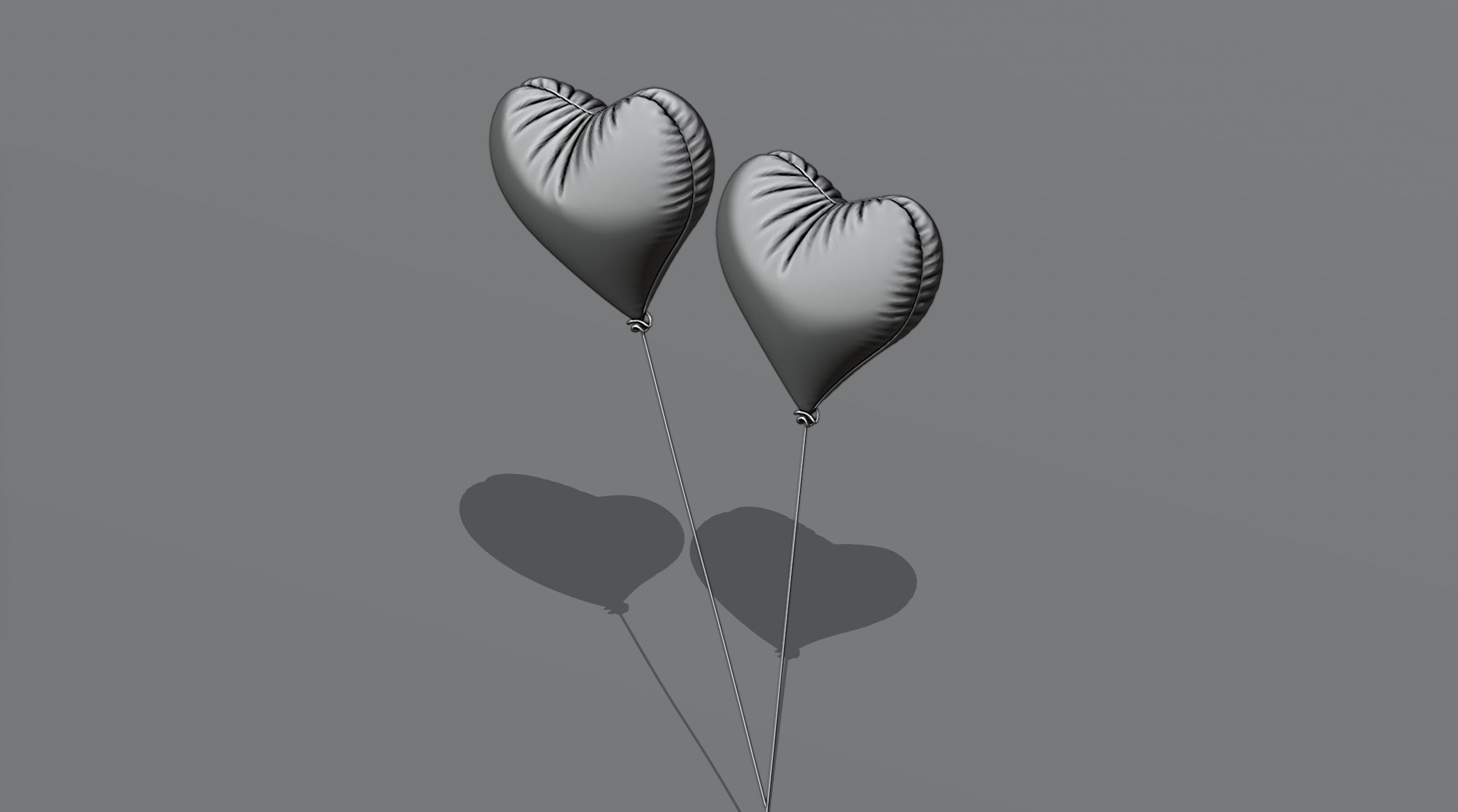 Balloons two heart shaped 3D model_5