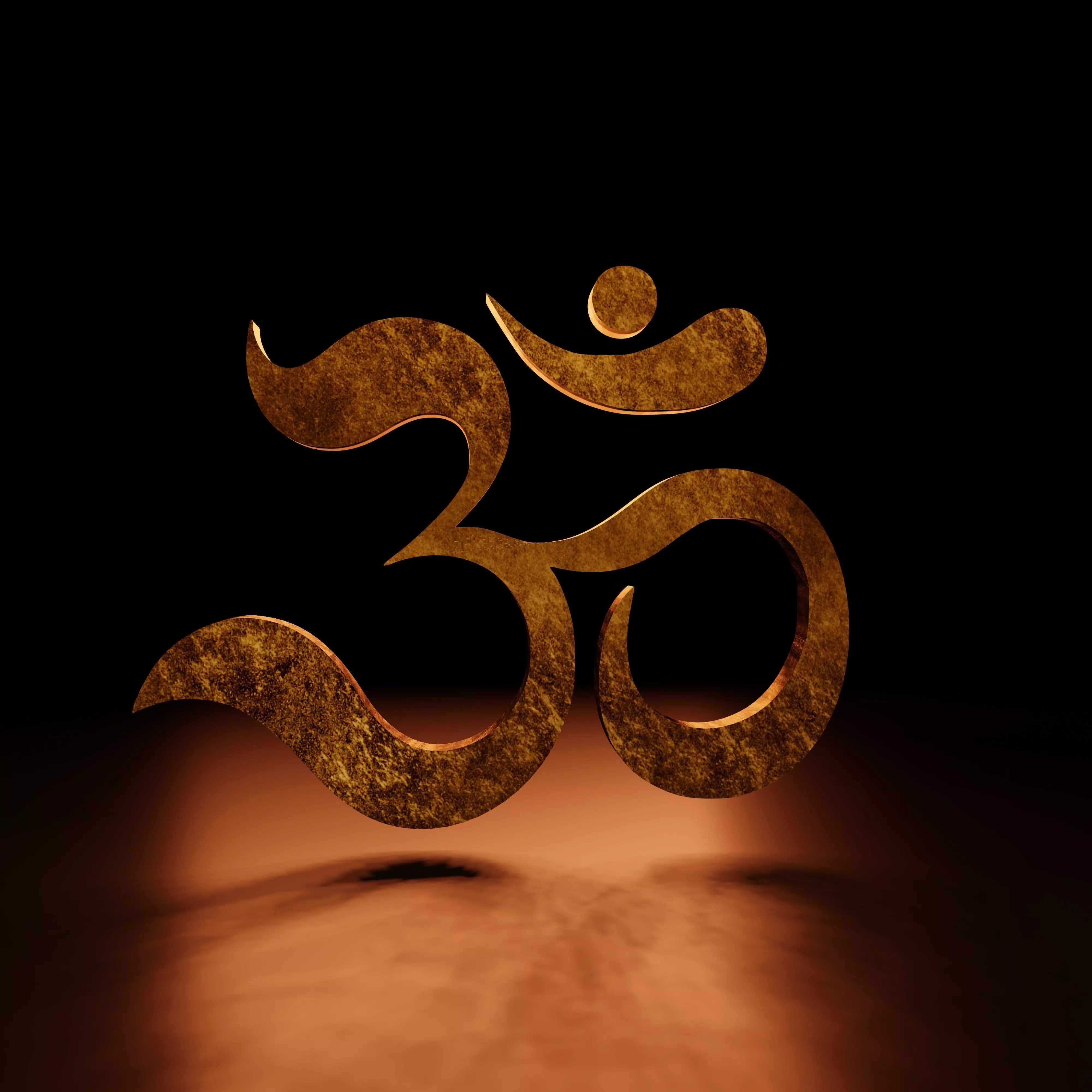Om 3D model golden symbol Low-poly 3D model