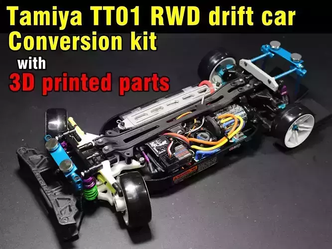 Tamiya TT01 RWD drift car conversion kit 3D print model