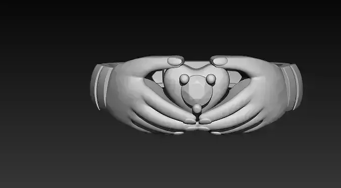  Lovely 22 Karat Yellow Gold Hand Holding Finger Ring 3D print model