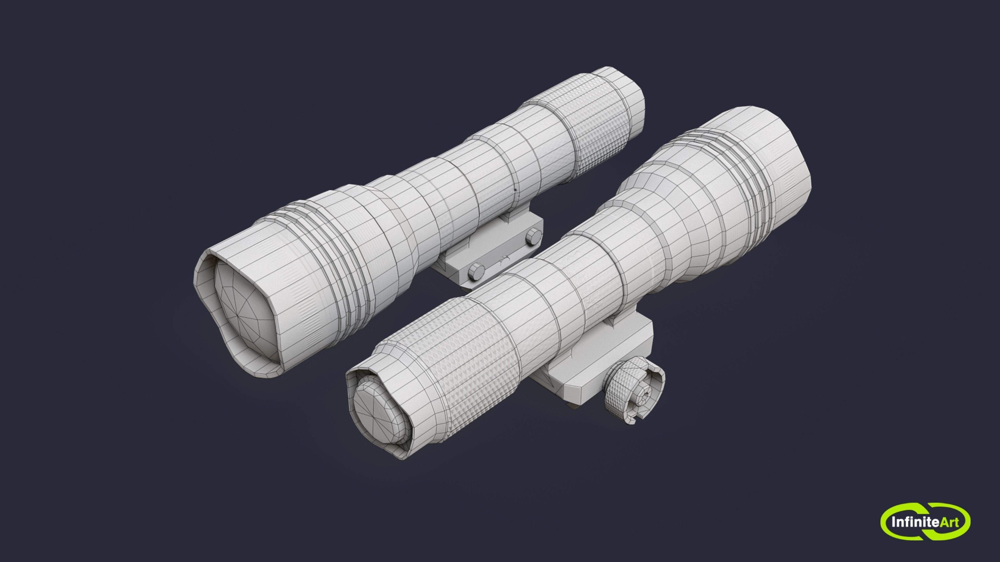 Under - barrel lantern Low-poly 3D model_3