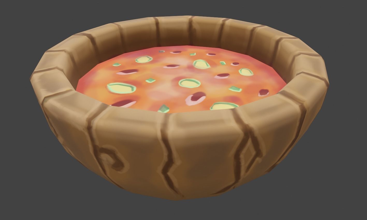 Stylized Wooden Soup Plate Handpaint Low-poly 3D model Low-poly 3D model_2