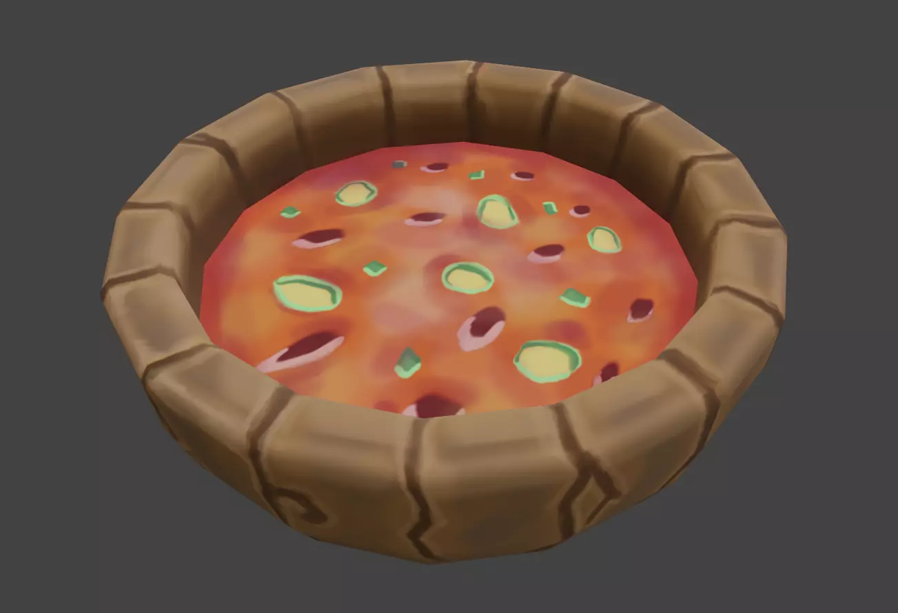 Stylized Wooden Soup Plate Handpaint Low-poly 3D model Low-poly 3D model_0