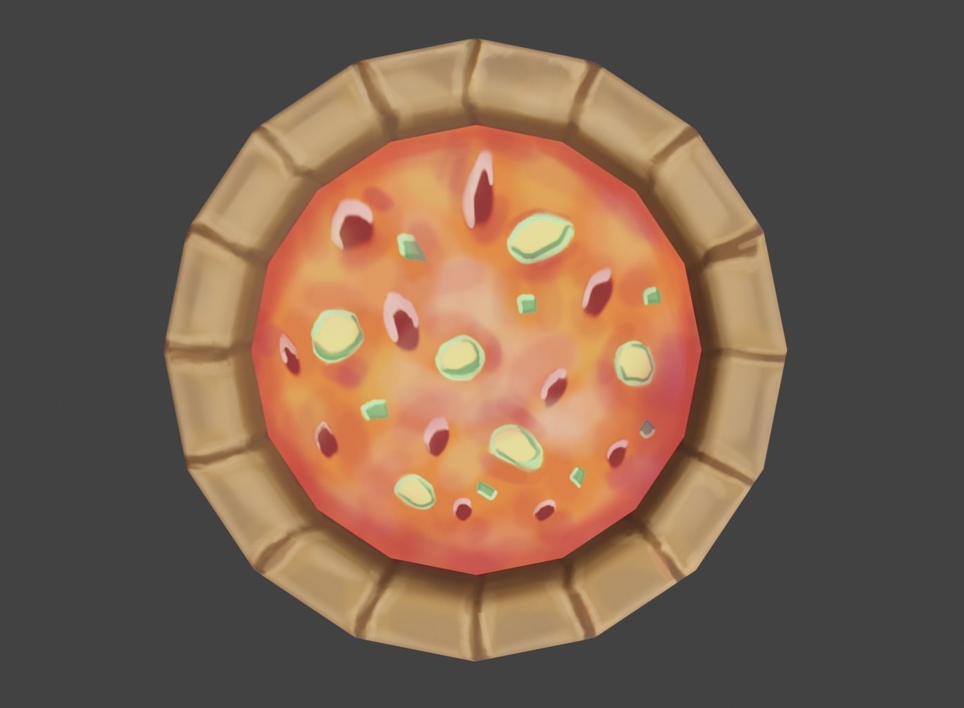 Stylized Wooden Soup Plate Handpaint Low-poly 3D model Low-poly 3D model_4