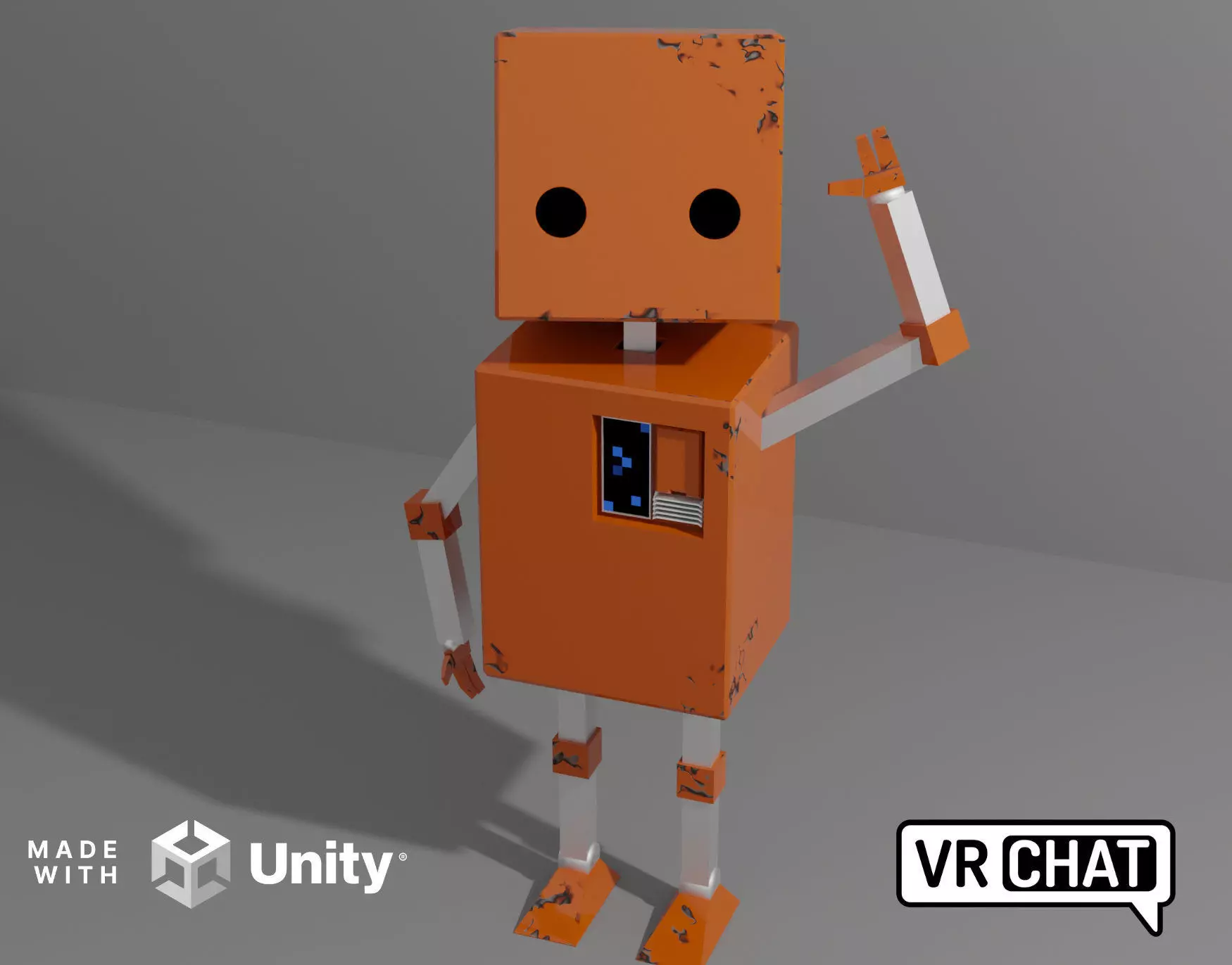 Cute Rectangular Robot for VRChat Low-poly 3D model_0