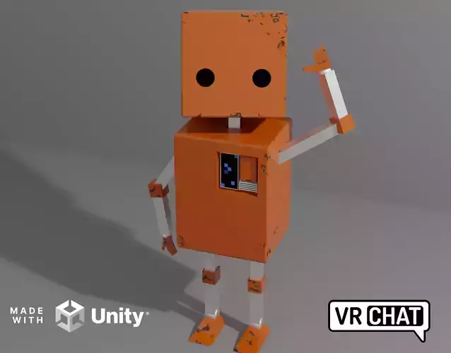 Cute Rectangular Robot for VRChat Low-poly 3D model