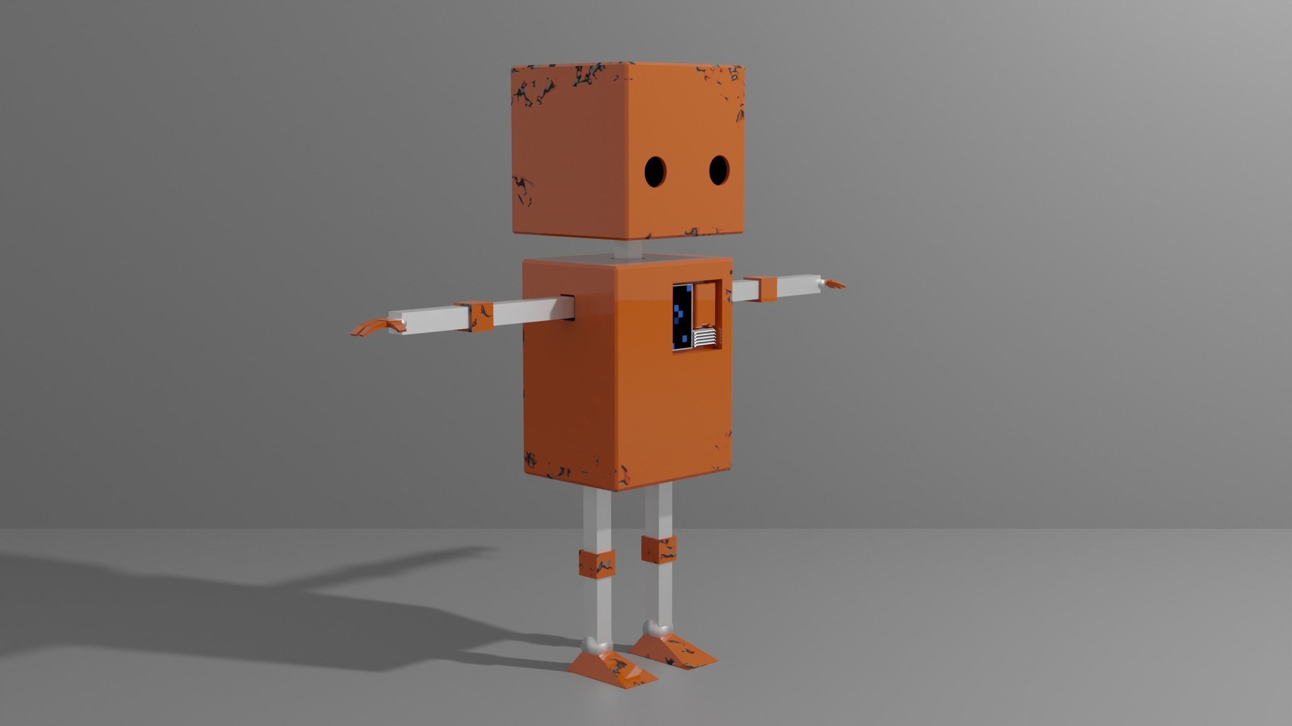 Cute Rectangular Robot for VRChat Low-poly 3D model_4