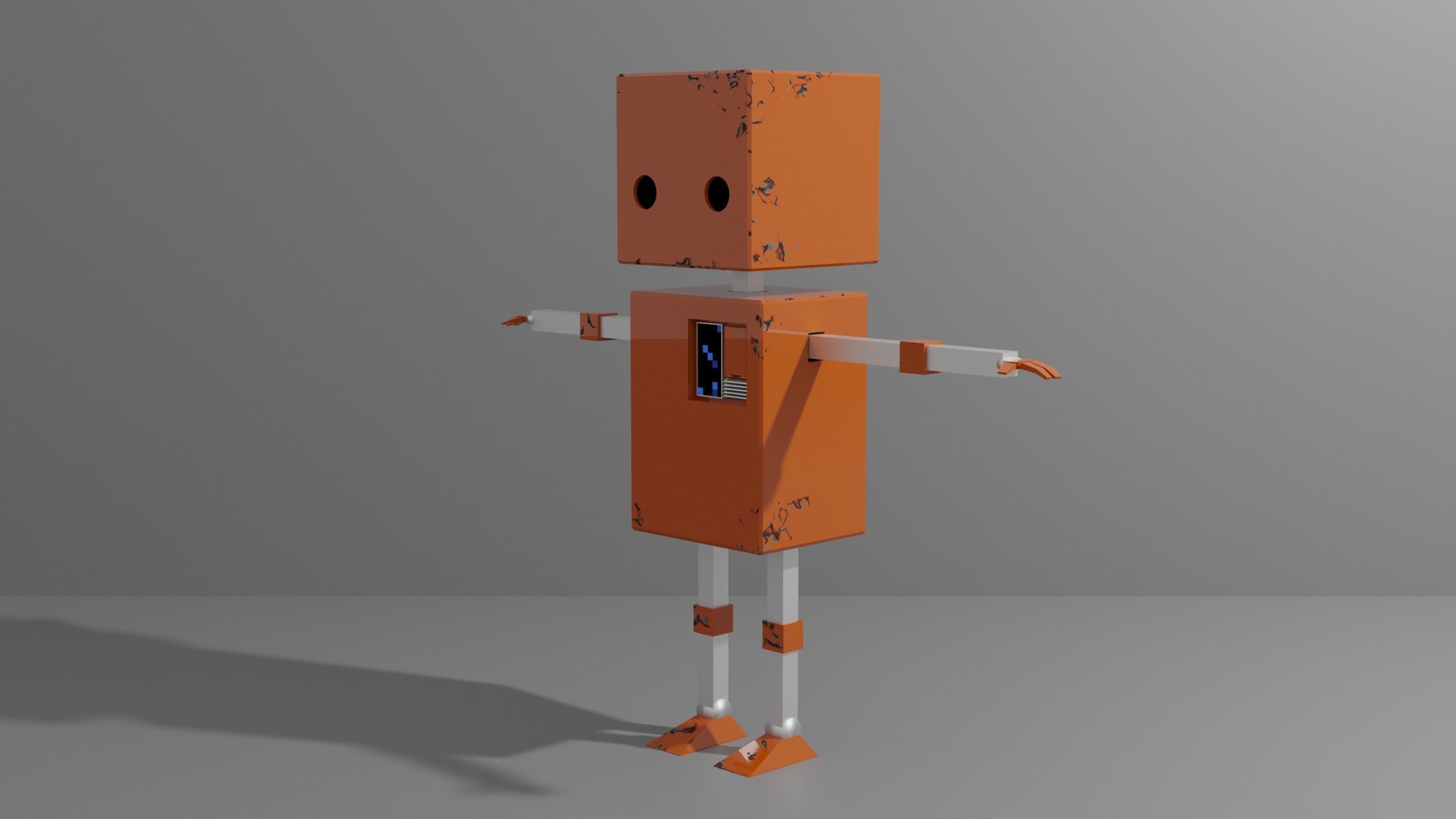 Cute Rectangular Robot for VRChat Low-poly 3D model_10
