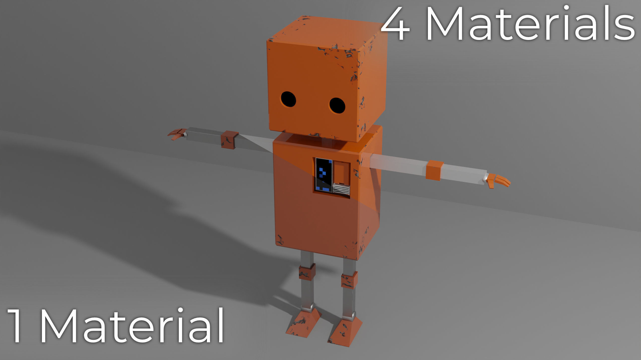 Cute Rectangular Robot for VRChat Low-poly 3D model_2