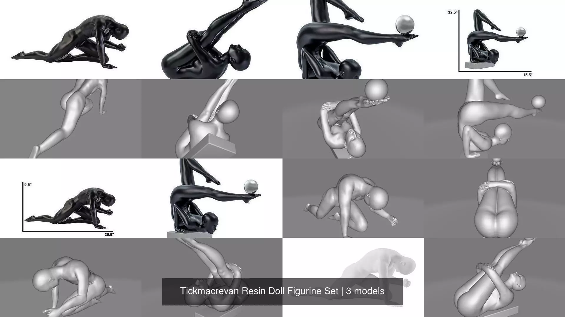 Tickmacrevan Resin Doll Figurine Set 3D Model Collection_0