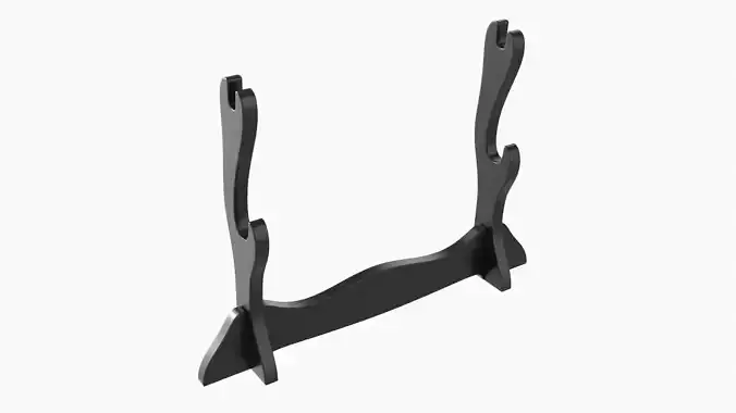 Katana wooden stand 01 black 3D model