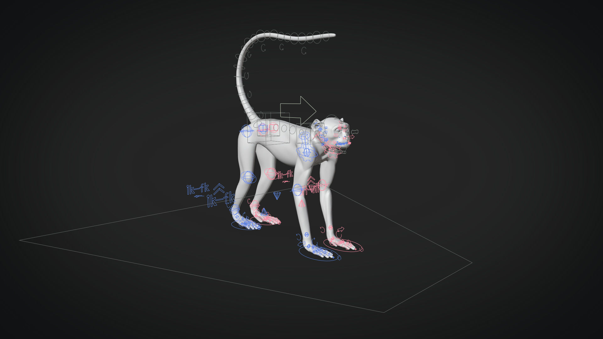 Gray langur Animated VFX Grace 3D model_11