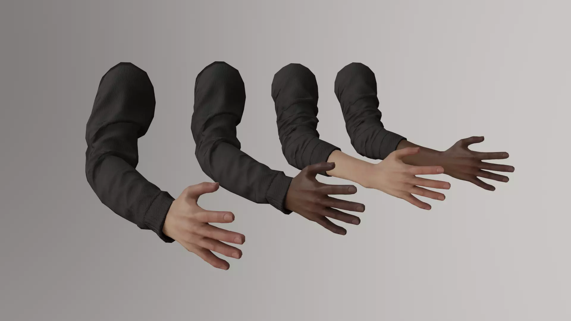Hands - Black Hoodie - Game Ready Low-poly 3D model