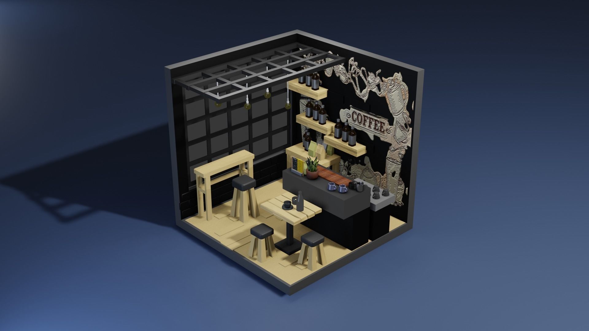 cafe bar in a box 3D model_1