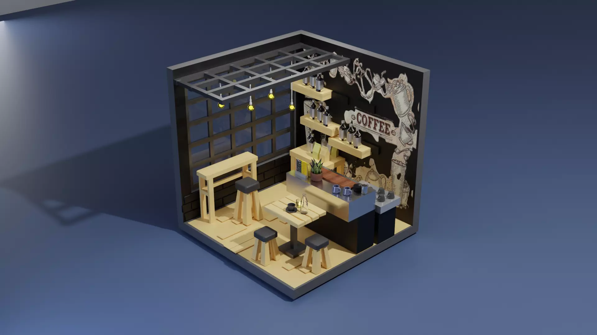 cafe bar in a box 3D model_0