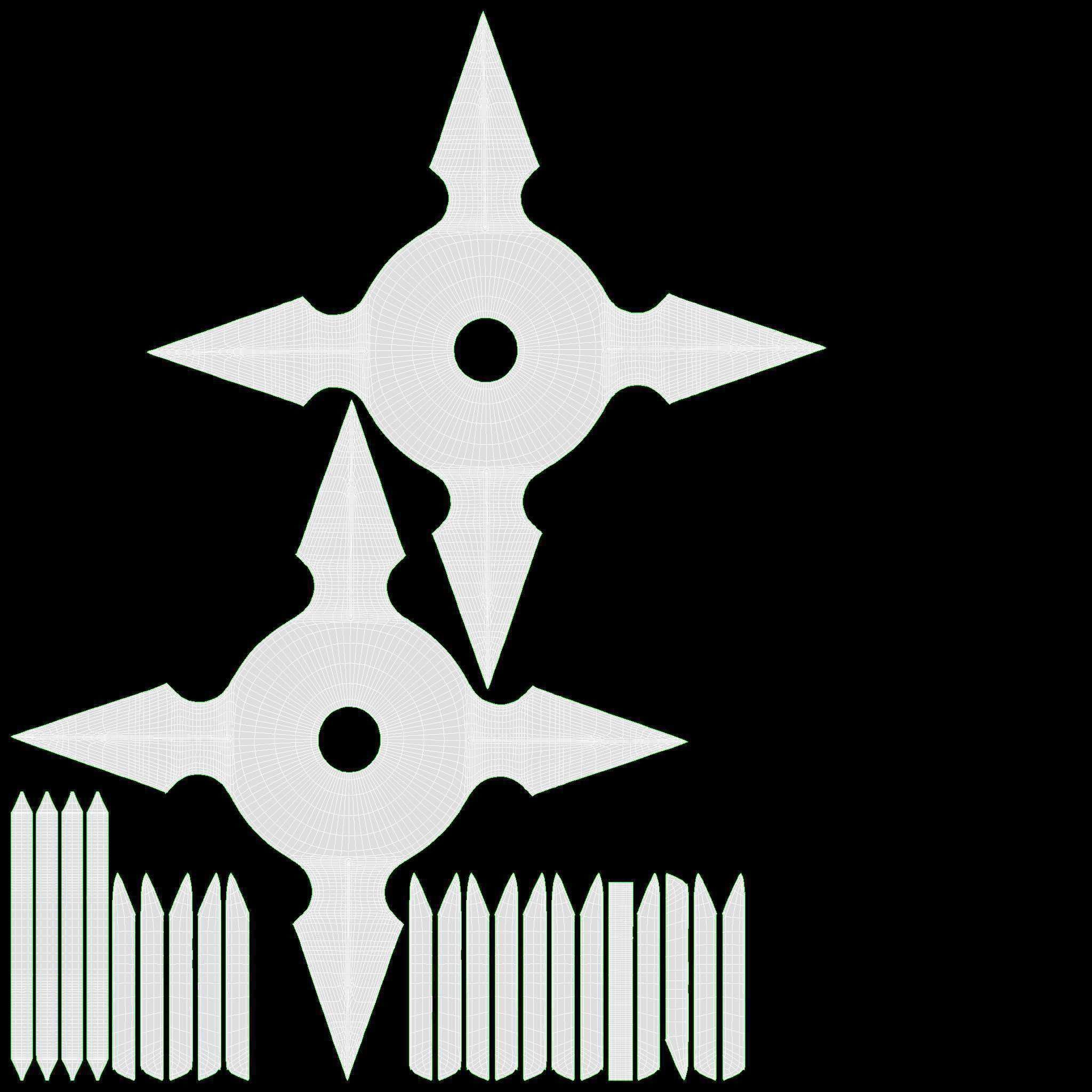 Shuriken ninja throwing knife 01 3D model_7