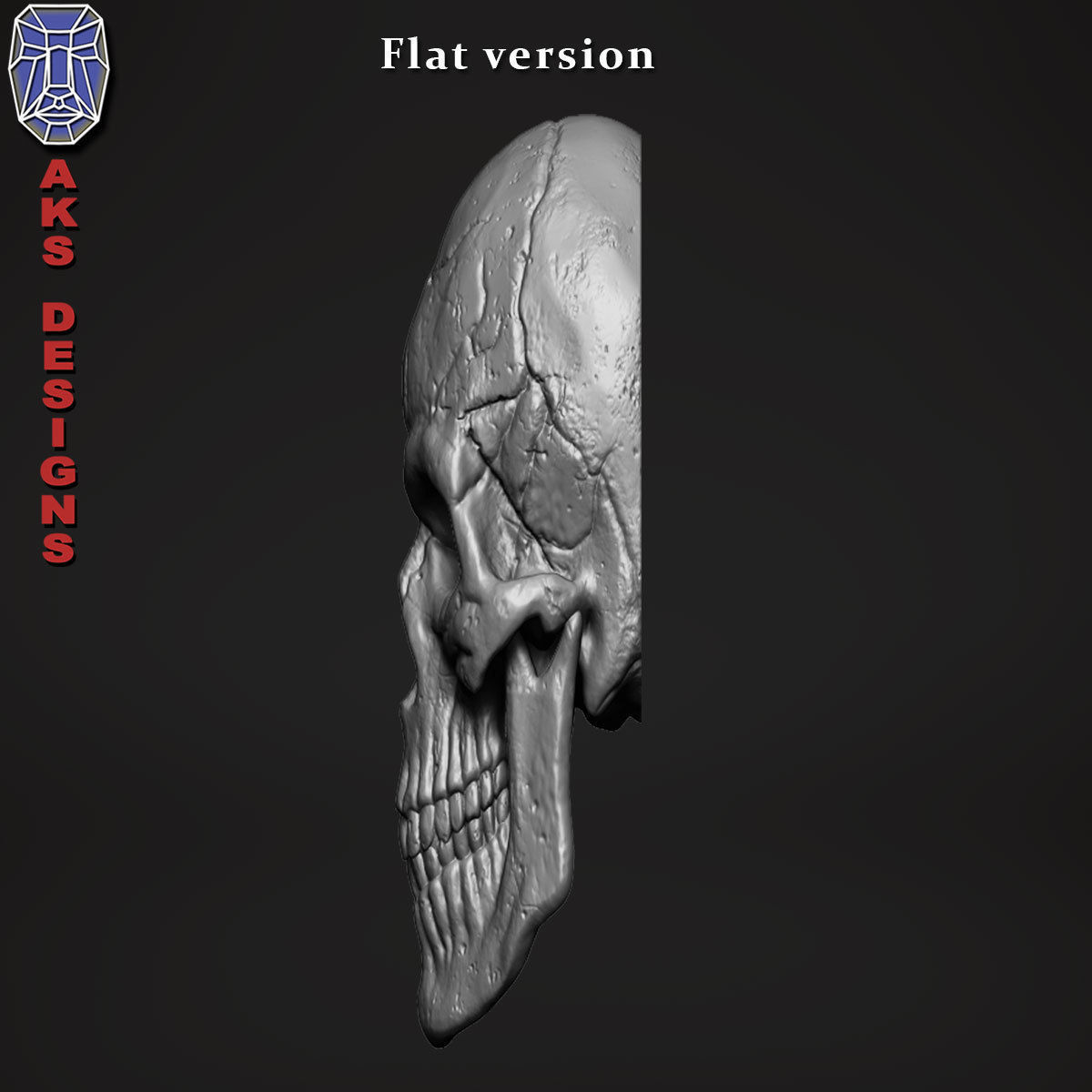 Skull version 1 Bas relief for cnc 3D print model_10