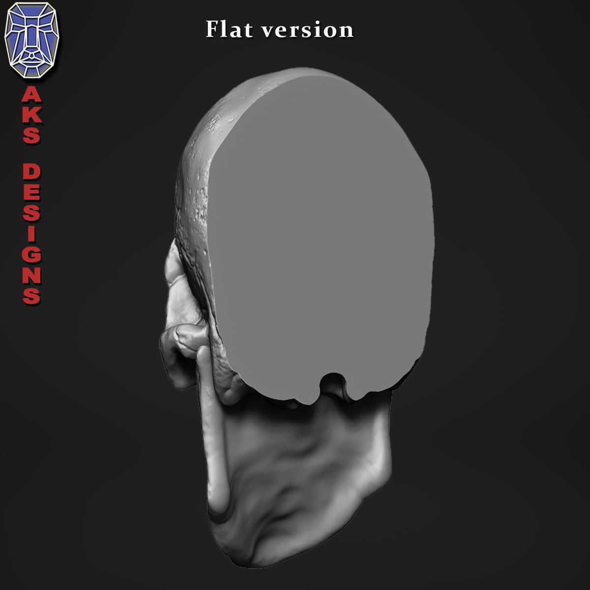 Skull version 1 Bas relief for cnc 3D print model_11