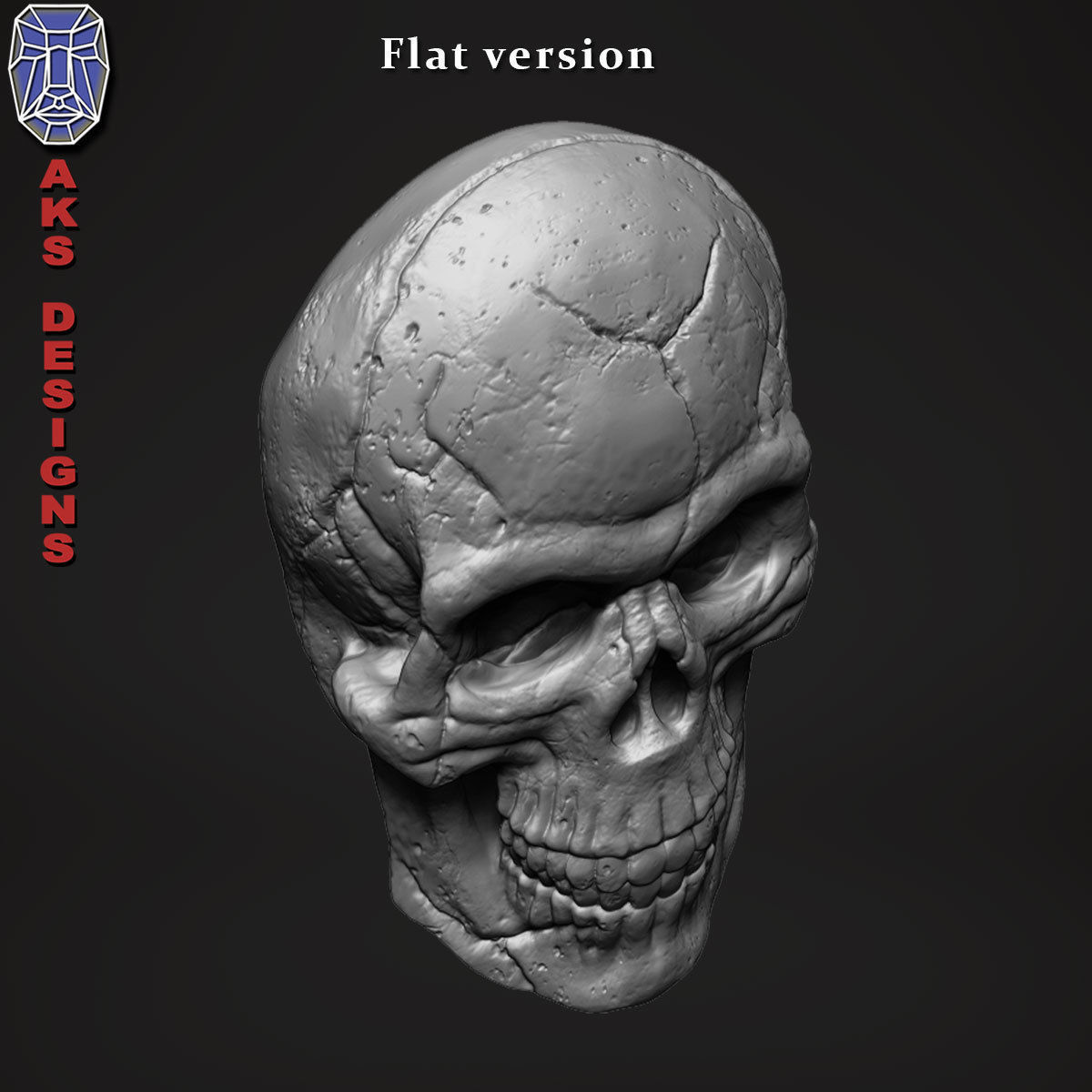 Skull version 1 Bas relief for cnc 3D print model_14