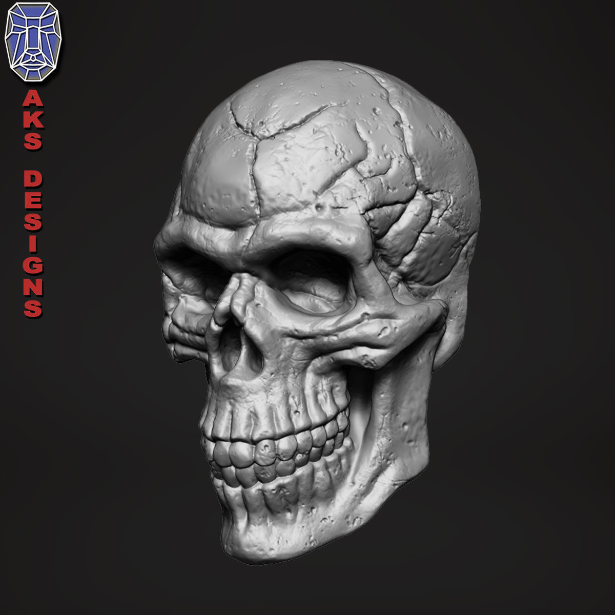 Skull version 1 Bas relief for cnc 3D print model_1