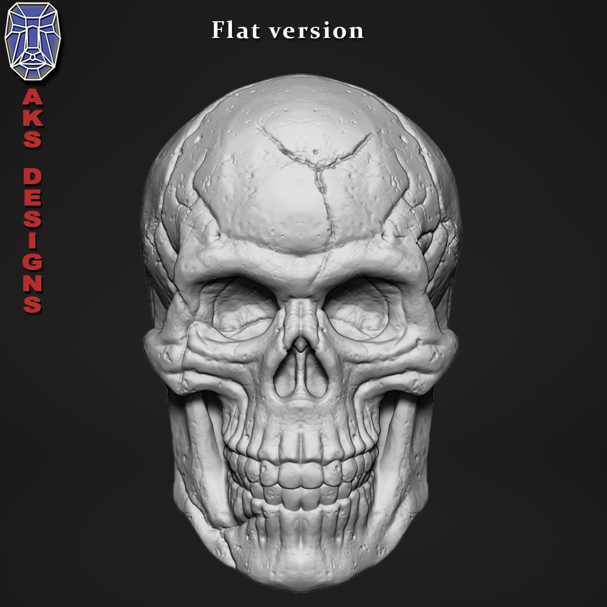 Skull version 1 Bas relief for cnc 3D print model_8